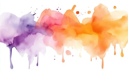 Poster - Vibrant Abstract Watercolor Splash in Purple, Pink, Orange, and Yellow Shades