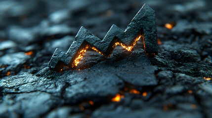 Poster - A stylized graph icon emerging from a cracked surface, glowing with orange light.