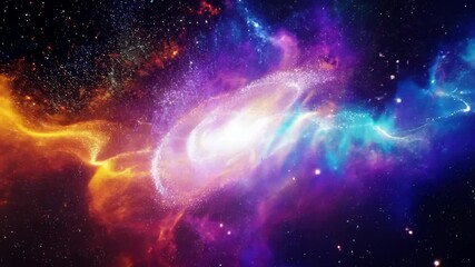 Poster - Colorful Abstract Background with Glittering Particles and Bright Effects in Space