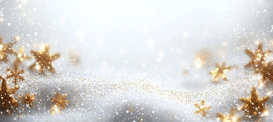 Wall Mural - golden snowflake star on snow glitter. christmas winter december and new year holiday event. generat