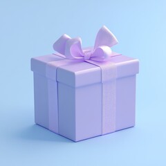 Lavender gift box with a light purple ribbon on a light blue background.