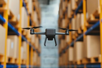 Poster - Drone delivery operations modern warehouse technology image commercial environment aerial view supply chain concept