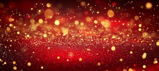 Wall Mural - christmas red glitter and gold sparkle light backdrop. winter december and new year holiday event. g