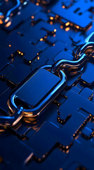 Aufkleber - Abstract close-up of a metallic chain on a digital blue background