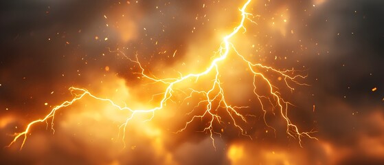 a yellow lightning bolt is in the sky