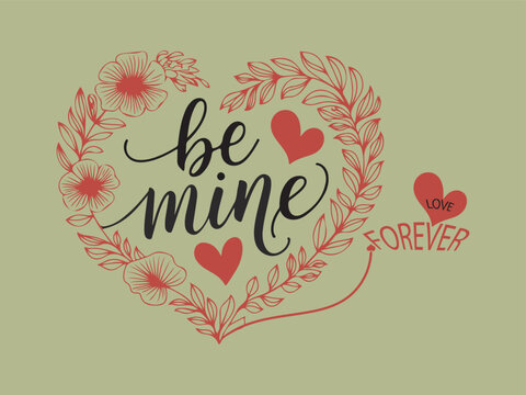 Valentine's day lettering card collection. Cute love message design, poster, label, cover, banner design set. Modern typography art background. Trendy style. Vector illustration.