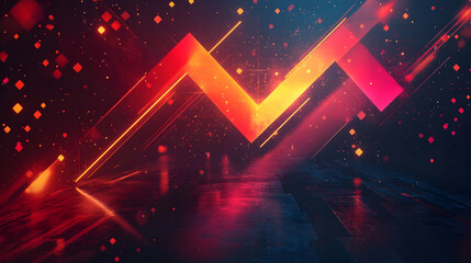 Poster - Abstract digital art with vibrant colors and geometric shapes, suggesting movement and energy.