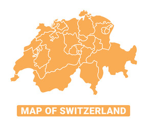 Switzerland country orange map simple flat border outline vector illustration