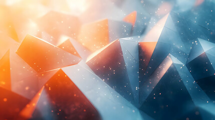 Poster - Abstract geometric shapes with a blend of warm and cool colors, creating a dynamic visual effect.