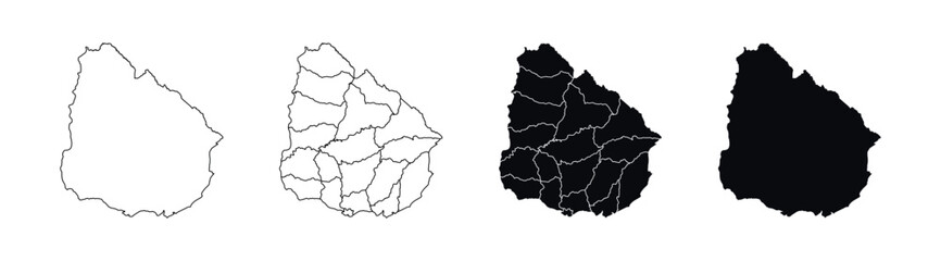  Uruguay Map vector icon. Map of Uruguay various styles.