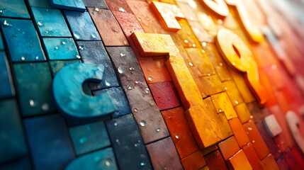 Poster - Colorful, textured letters arranged artistically, showcasing creativity and design.