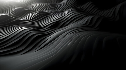 Poster - Abstract black waves create a dynamic, flowing texture with a sense of depth and movement.