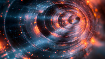 Poster - Abstract representation of a swirling vortex with glowing particles and light effects.