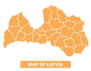 Latvia country orange map simple flat border outline vector illustration