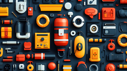 Poster - A colorful arrangement of various tools and equipment, showcasing functionality and design.