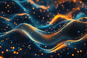 Poster - Abstract wave of glowing particles. (7)