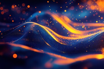 Poster - Abstract glowing waves with particles.