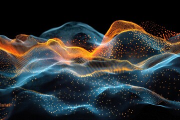Poster - Abstract wave of glowing particles. (11)