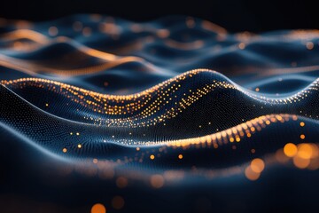 Poster - abstract digital wave with glowing particles. (1)
