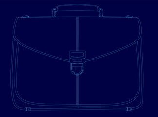 Poster - Blue drawing of a briefcase. The briefcase is shown in a blue color scheme