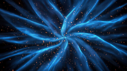 Poster - dynamic abstract blue zoom background with vibrant energy lines and starry sparks