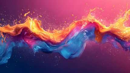 Poster - Vibrant splash of colorful liquid creating an artistic wave effect.