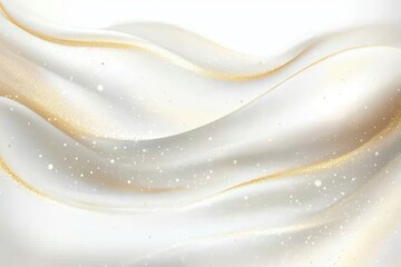 Poster - Elegant gold and white flowing silk fabric with sparkles.