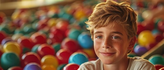 Wall Mural - child playing with colorful balls