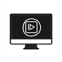 Poster - Computer screen displaying a play button icon.