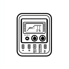 Poster - Retro digital device with screen, knobs, and buttons.