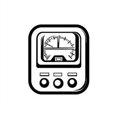 Poster - Simple black and white illustration of a vintage analog tuner.