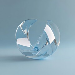 Poster - Abstract glass sculpture, swirling, light blue background.