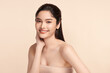 © kitthanes  - Beautiful Young transgender woman with clean fresh skin on beige background, Face care, Facial treatment, Cosmetology, beauty and spa, transgender women portrait.