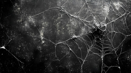 Spider Builds Web on Dark Background Creatively with Intricate Details