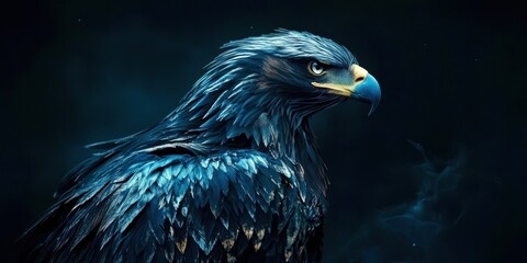 large blue eagle with a yellow beak