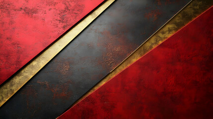 Poster - An abstract design featuring red and black textures with gold accents.