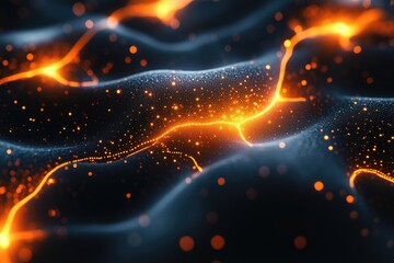 Poster - A vivid portrayal of an abstract light network with swirling details, energetic movement throughout scene.