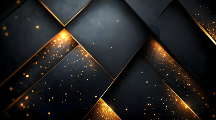 Poster - A sleek abstract design featuring dark surfaces and golden sparkles for a modern aesthetic.