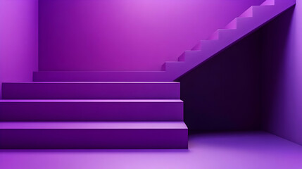 Poster - A minimalist interior featuring purple stairs against a matching wall.