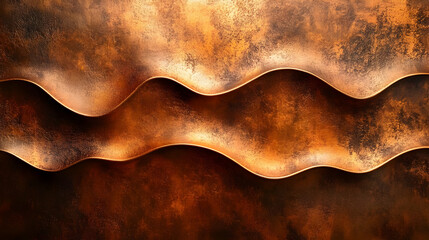Poster - Abstract wavy textures in warm metallic tones create a visually striking design.