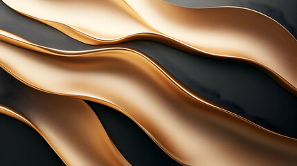 Poster - Abstract waves of golden fabric flowing over a dark surface.