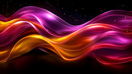 Wall Mural - Abstract Background - Pink and Gold Flowing Waves Illustration