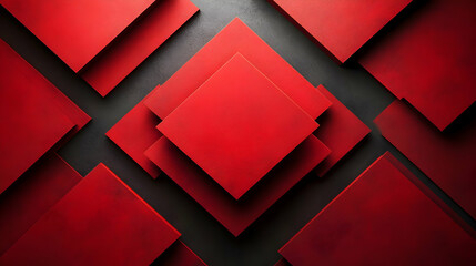 Poster - A composition of overlapping red squares on a dark surface, creating a modern aesthetic.