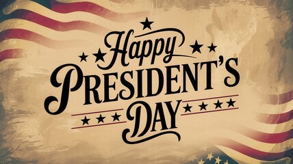 Wall Mural - Happy President's Day vintage poster design concept. Vintage design celebrating President's Day with patriotic elements and decorative typography.