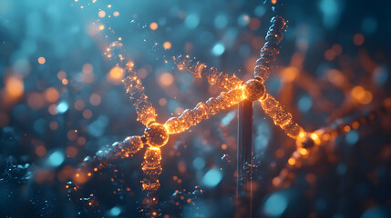 Poster - Abstract representation of molecular structures with glowing connections in a digital environment.