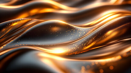Poster - A shimmering wave of golden fabric with a smooth, flowing texture.