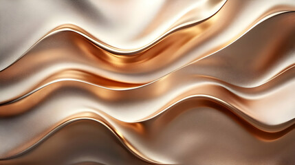 Poster - A smooth, flowing texture of metallic fabric in warm tones.