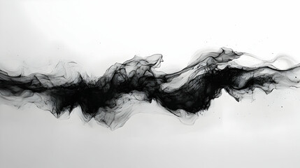 Poster - Abstract black smoke or fluid design on a white background.
