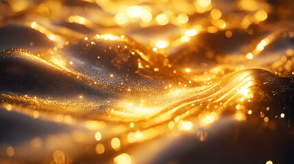 Poster - A shimmering, golden wave-like texture with sparkling highlights.