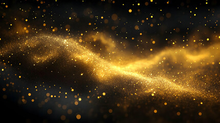 Wall Mural - Abstract Background Gold Glitter Sparkle Dust Light Bokeh Effect Illustration